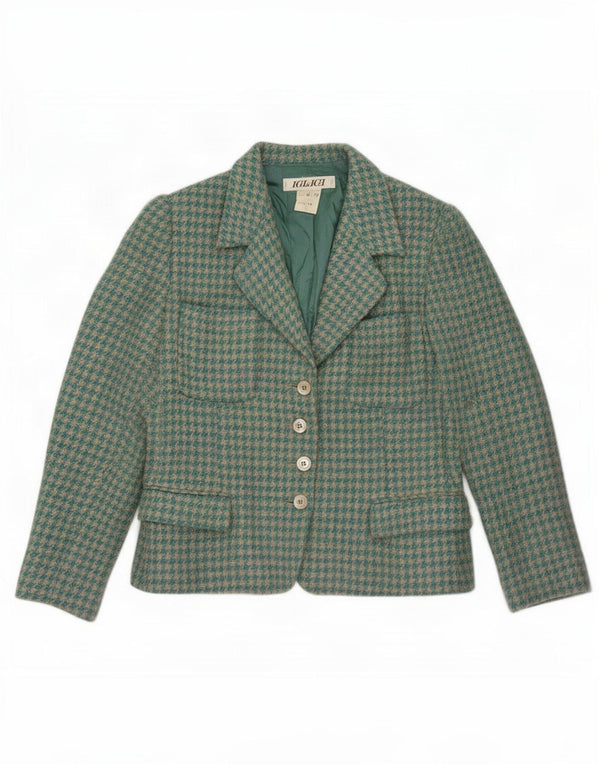 Jaqueta blazer Igi & feminina com 4 botões IT 42 lã houndstooth azul médio