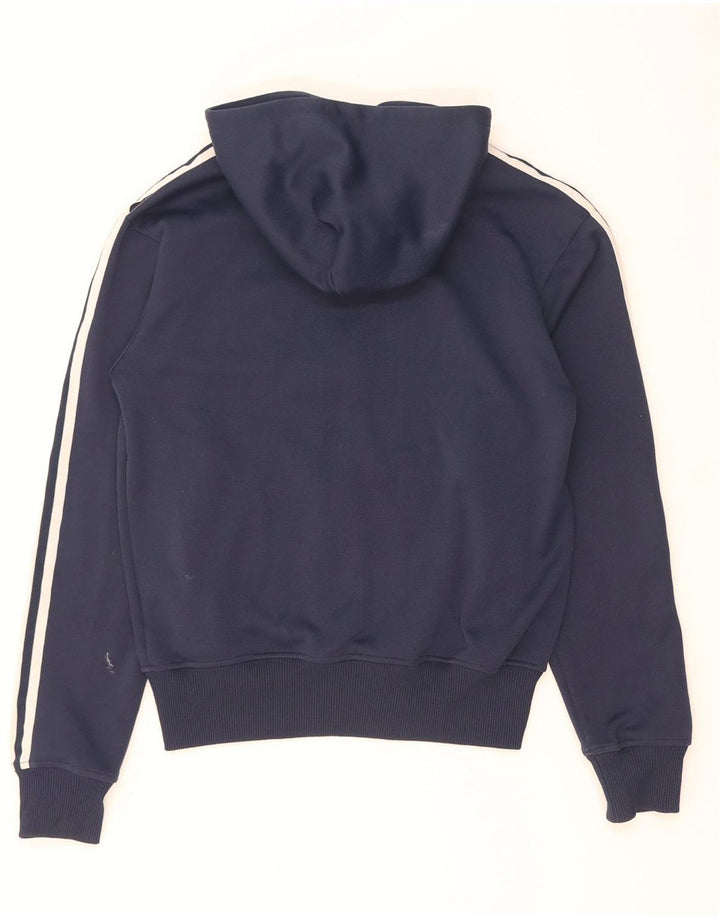 Suéter masculino Adidas com capuz e zíper gráfico pequeno azul marinho poliéster