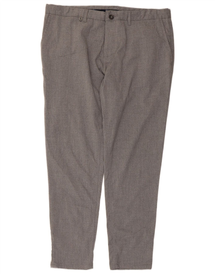 Zara Mens Slim Chino Calças EU 48 XL W38 L28 Cinza Poliéster