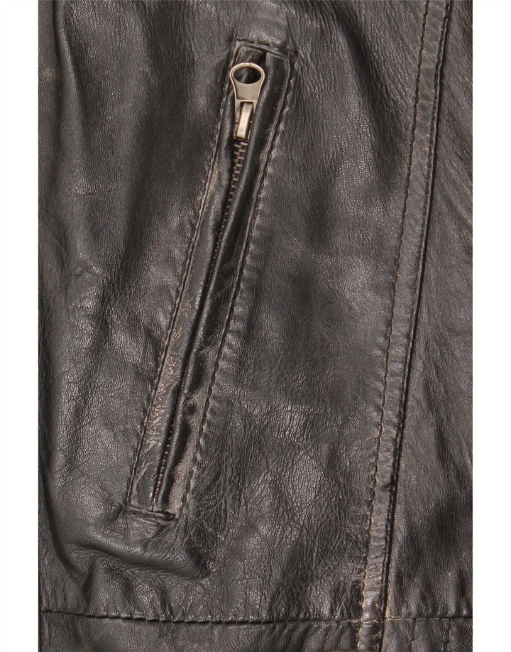 Jaqueta de couro masculina vintage UK 42 XL couro preto