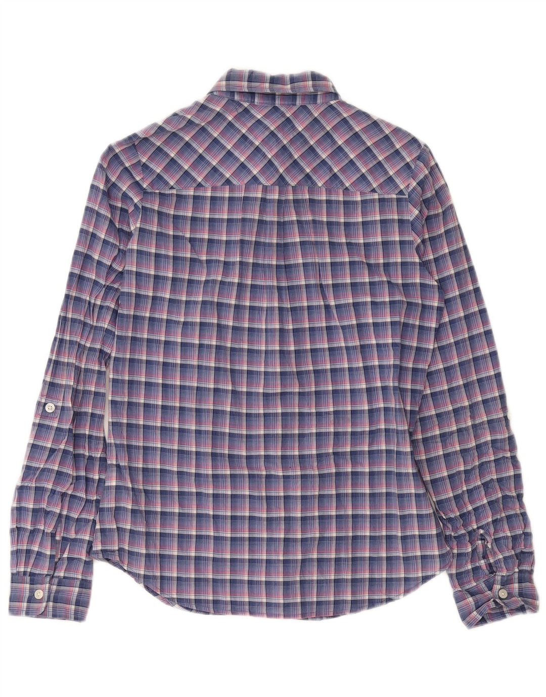 Camisa feminina Tommy Hilfiger UK 14 algodão xadrez azul médio