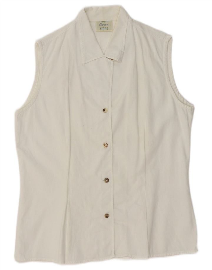 Camisa feminina sem mangas BENETTON UK 14 médio branco