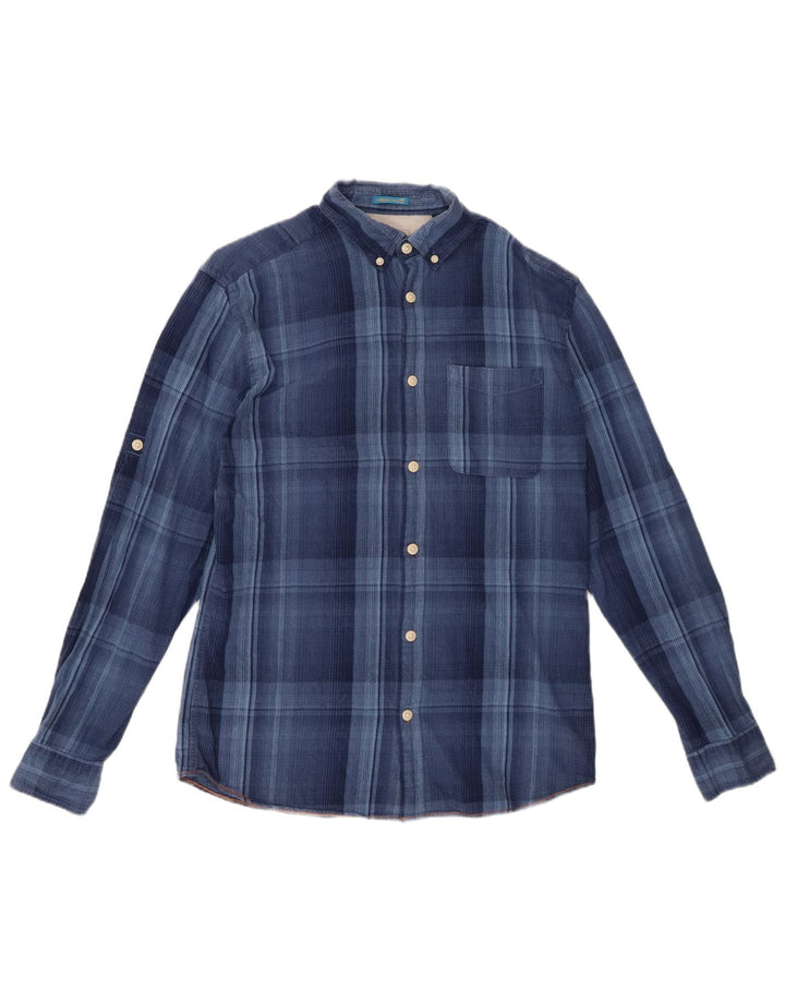 Camisa masculina de flanela JACK & JONES xadrez azul médio