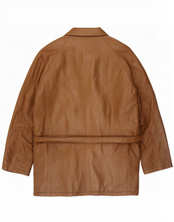 Jaqueta de couro masculina vintage IT 52 XL marrom