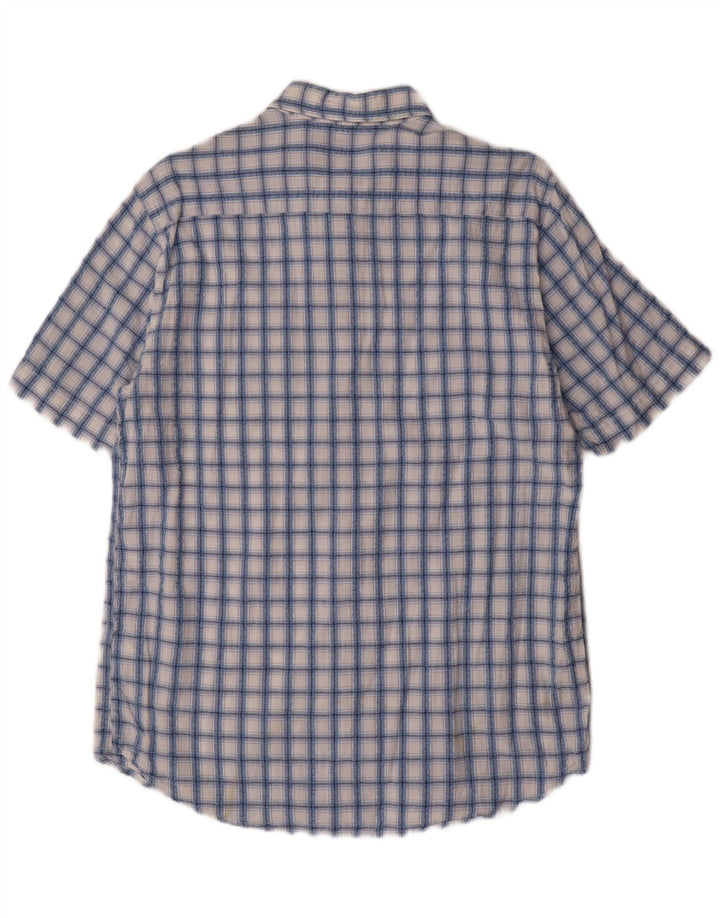 Camisa masculina de manga curta DIADORA algodão xadrez azul médio