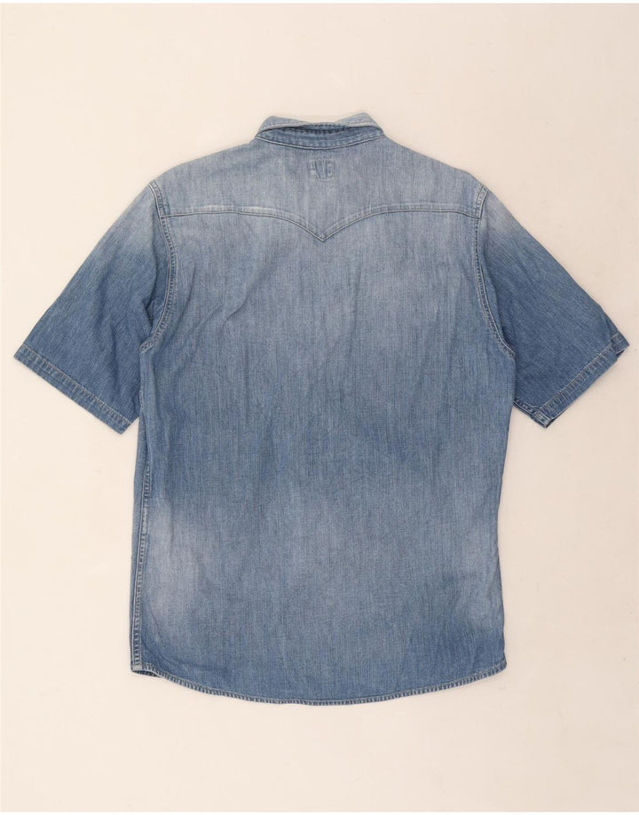 Camisa jeans masculina de manga curta Lee grande algodão azul