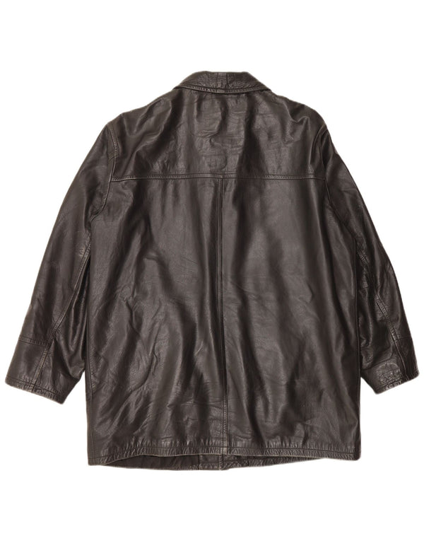 Jaqueta de couro masculina vintage UK 44 2XL preta