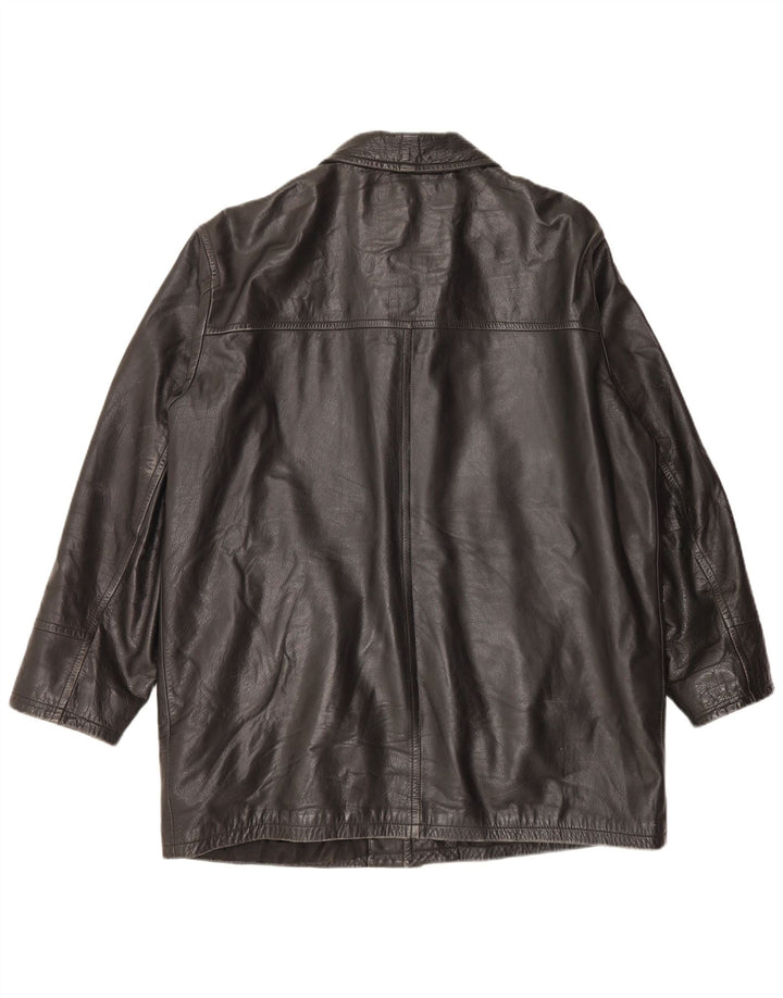 Jaqueta de couro masculina vintage UK 44 2XL preta