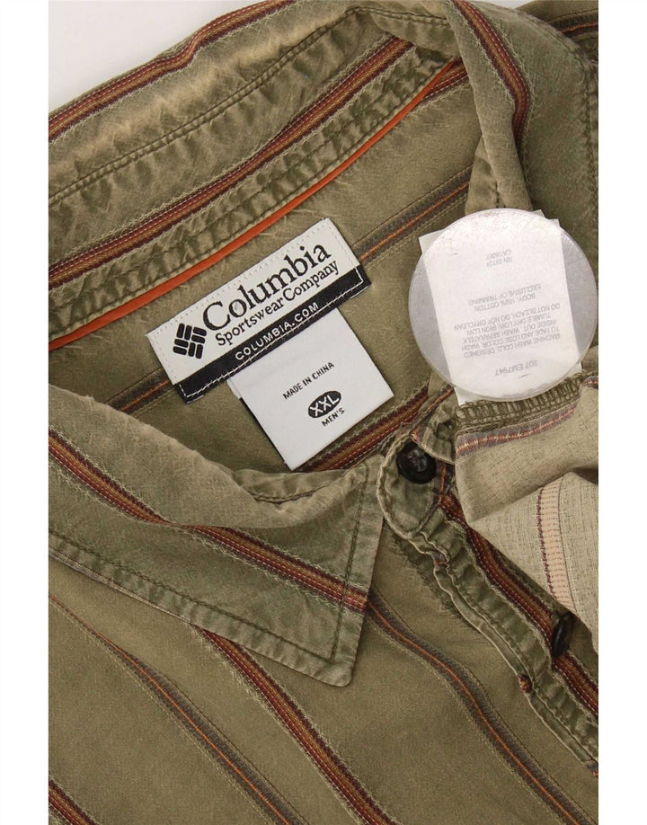 Camisa feminina Columbia 2XL algodão listrado cáqui