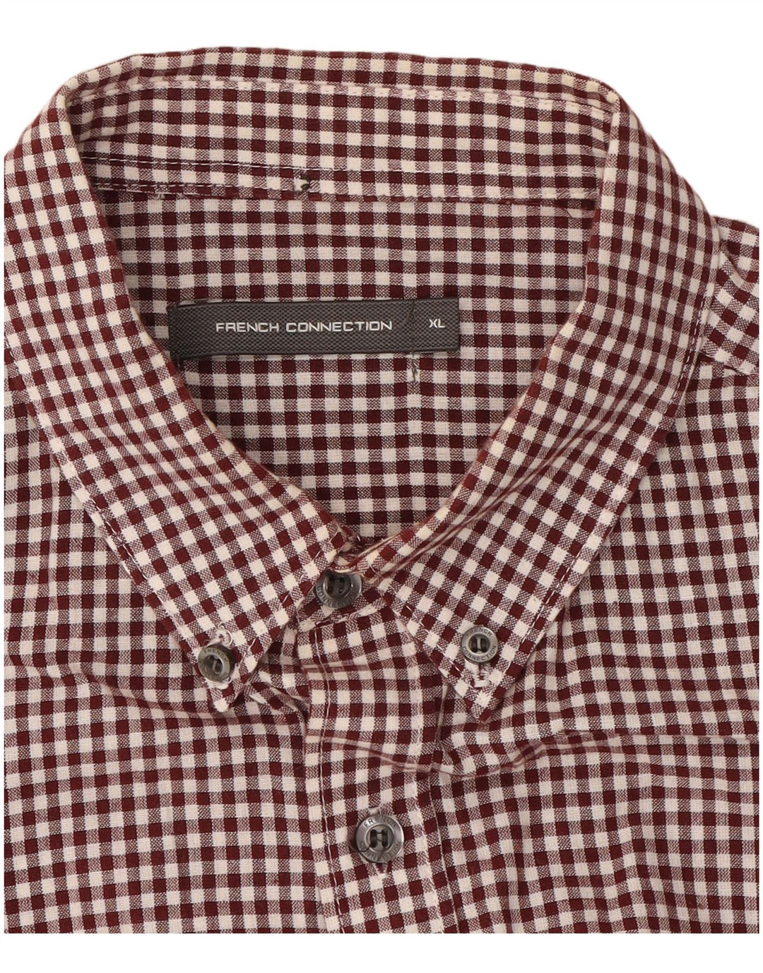 Camisa masculina de manga curta FRENCH CONNECTION XL marrom algodão gingham