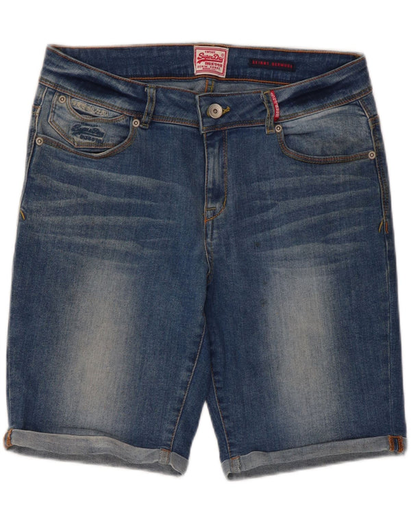 Bermuda feminina Superdry skinny jeans W32 algodão azul médio