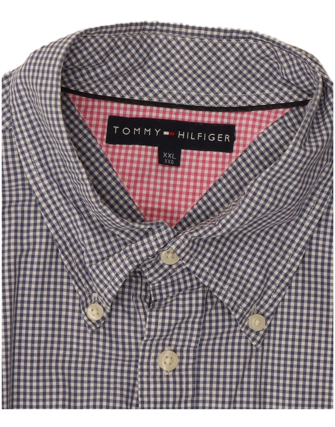 Camisa masculina de manga curta TOMMY HILFIGER 2XL algodão guingão azul