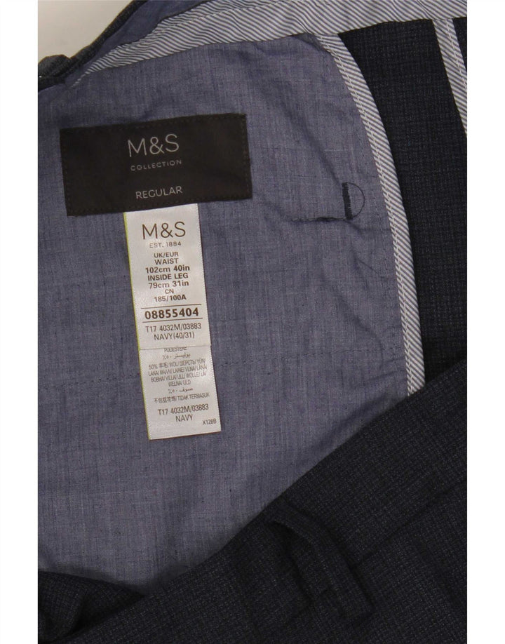 Calça masculina reta regular Marks & Spencer W40 L31 azul marinho