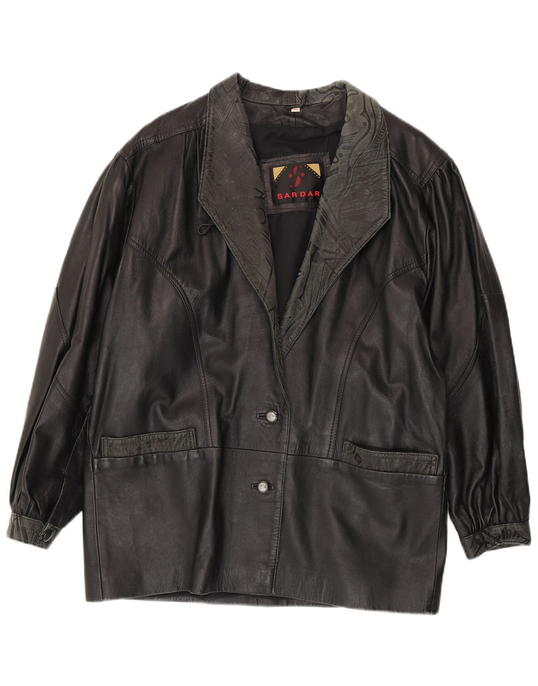 Jaqueta de couro feminina SARDAR UK 18 XL couro preto