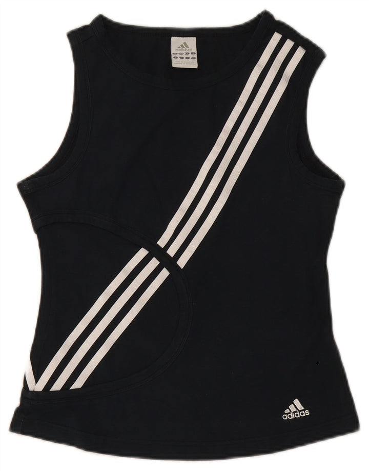 Adidas Womens Vest Top UK 10 Pequeno Algodão Preto