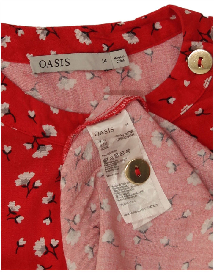 Vestido feminino Oasis A-Line UK 14 médio vermelho floral viscose