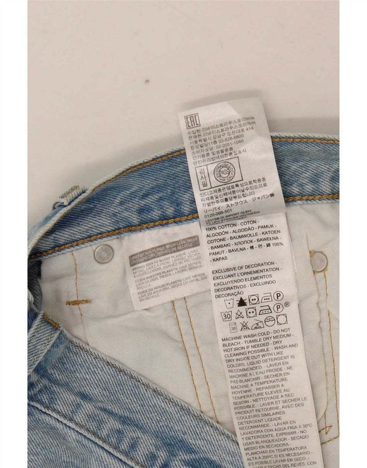 Shorts jeans feminino Levi's 501 desgastado W26 pequeno algodão azul