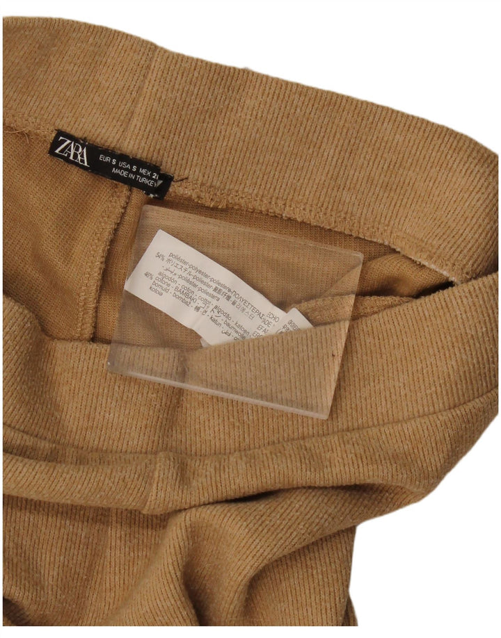 Calça de treino feminina Zara UK 10 poliéster bege pequeno
