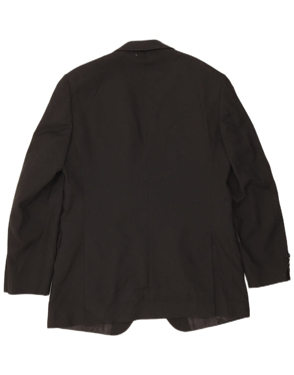 Jaqueta blazer masculina de 2 botões Marks & Spencer Reino Unido 42 grande poliéster preto