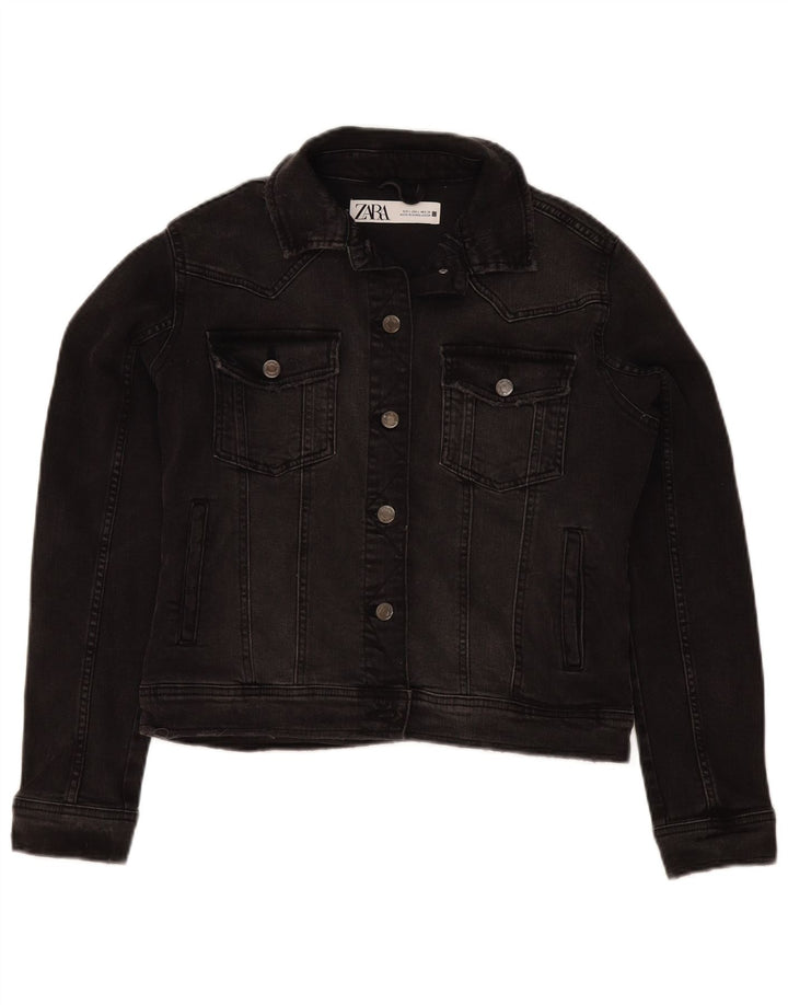 Jaqueta jeans feminina Zara UK 16 grande algodão preto