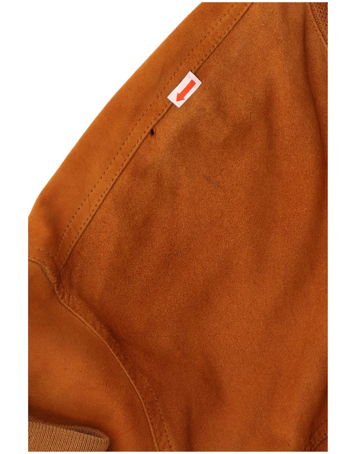 Jaqueta bomber masculina VINTAGE de camurça Reino Unido 42 XL couro marrom