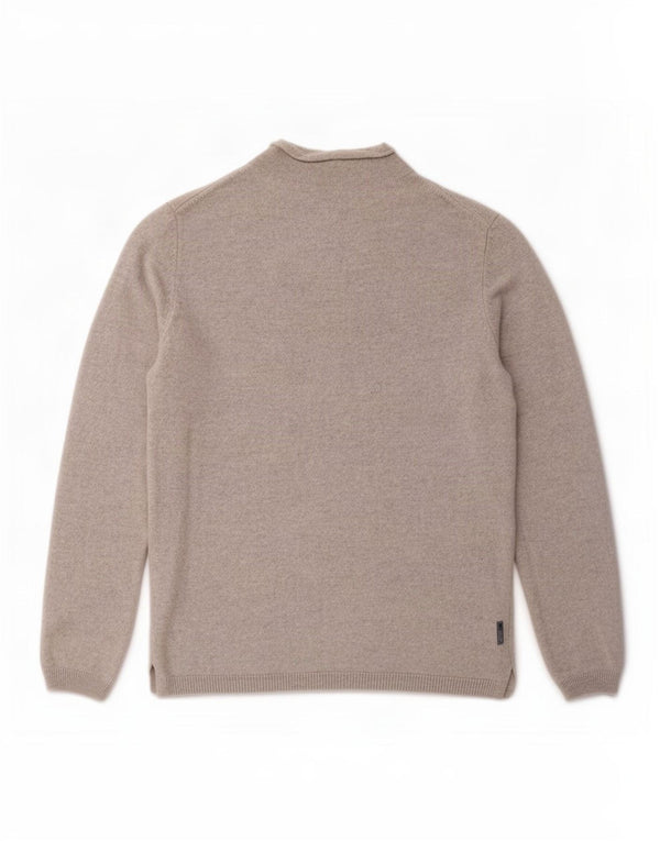 Suéter feminino Massimo Dutti com gola tartaruga Reino Unido 10 lã cinza pequena