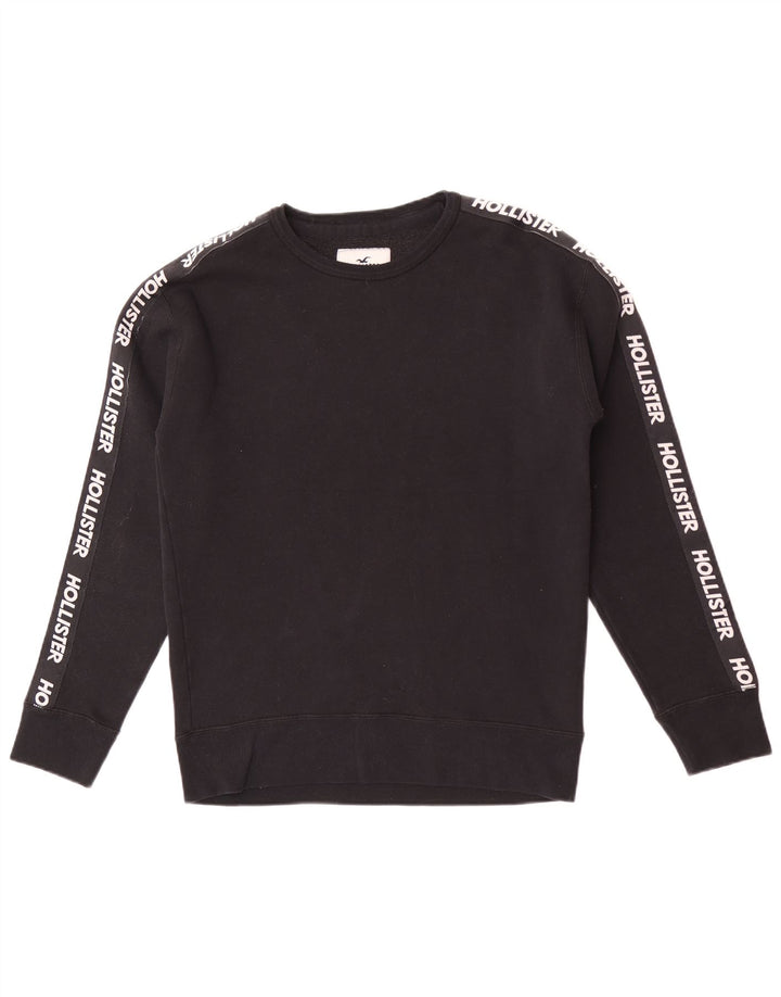 Hollister moletom masculino gráfico jumper pequeno preto colorblock