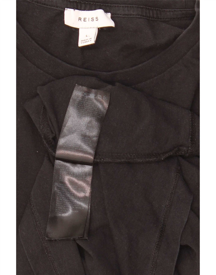 Camiseta masculina Reiss Top grande de algodão preto