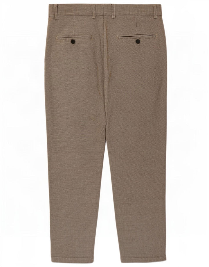 Calça masculina Zara Crop Chino Médio W31 L24 Marrom Houndstooth