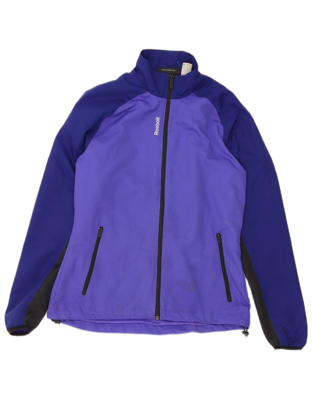 Reebok Womens Oversized Tracksuit Top Jacket UK 10 Pequeno Roxo Colourblock