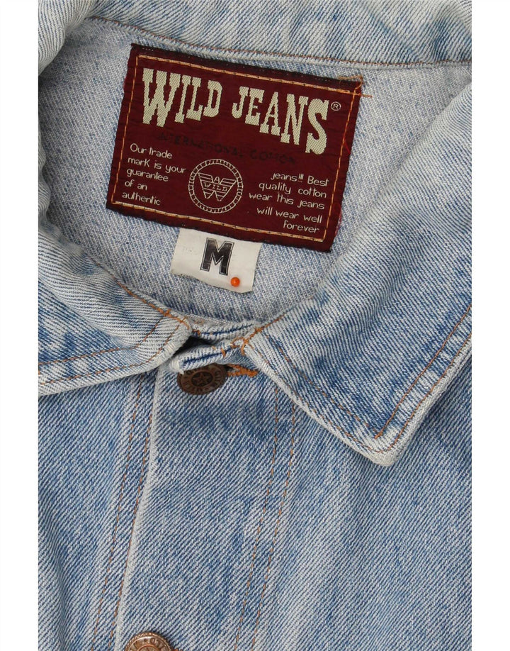 Jaqueta jeans masculina selvagem UK 38 algodão azul médio