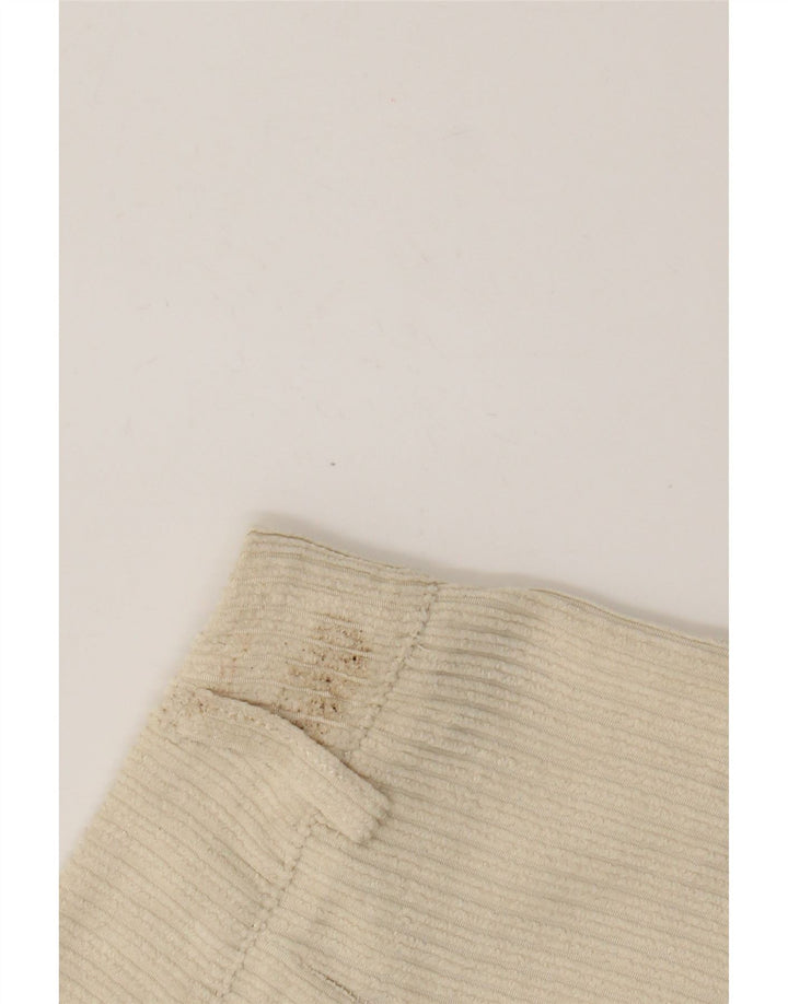 Shorts de veludo feminino Benetton UK 12 médio W28 poliéster bege