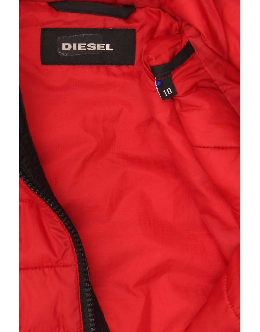 Jaqueta acolchoada com capuz para meninos Diesel 9-10 anos de poliéster Colourblock vermelho