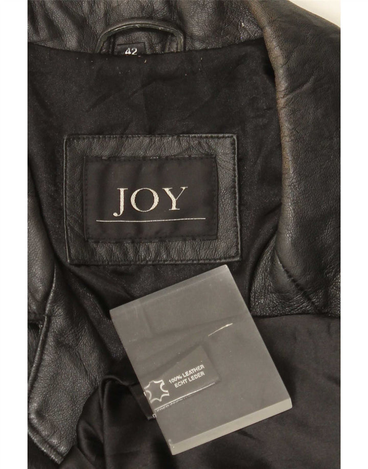 Jaqueta blazer feminina de couro com 2 botões Joy EU 42 grande preta
