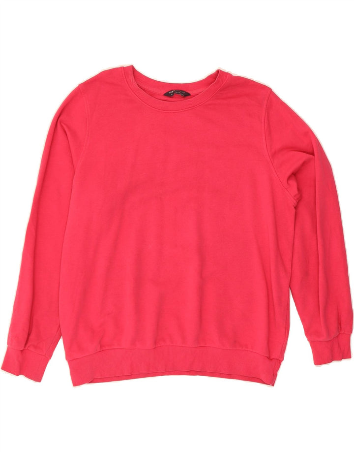 MARKS & SPENCER Womens Sweatshirt Jumper UK 16 Large Pink Cotton Vintage Marks & Spencer and Second-Hand Marks & Spencer from Messina Hembry 