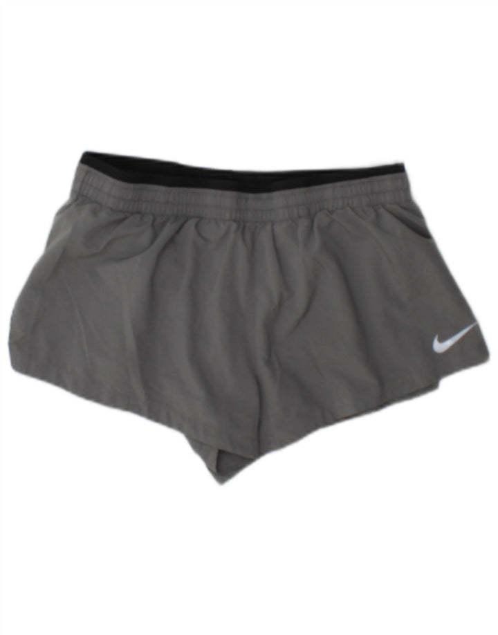 Shorts esportivos femininos Nike Dri Fit UK 10 poliéster cinza pequeno