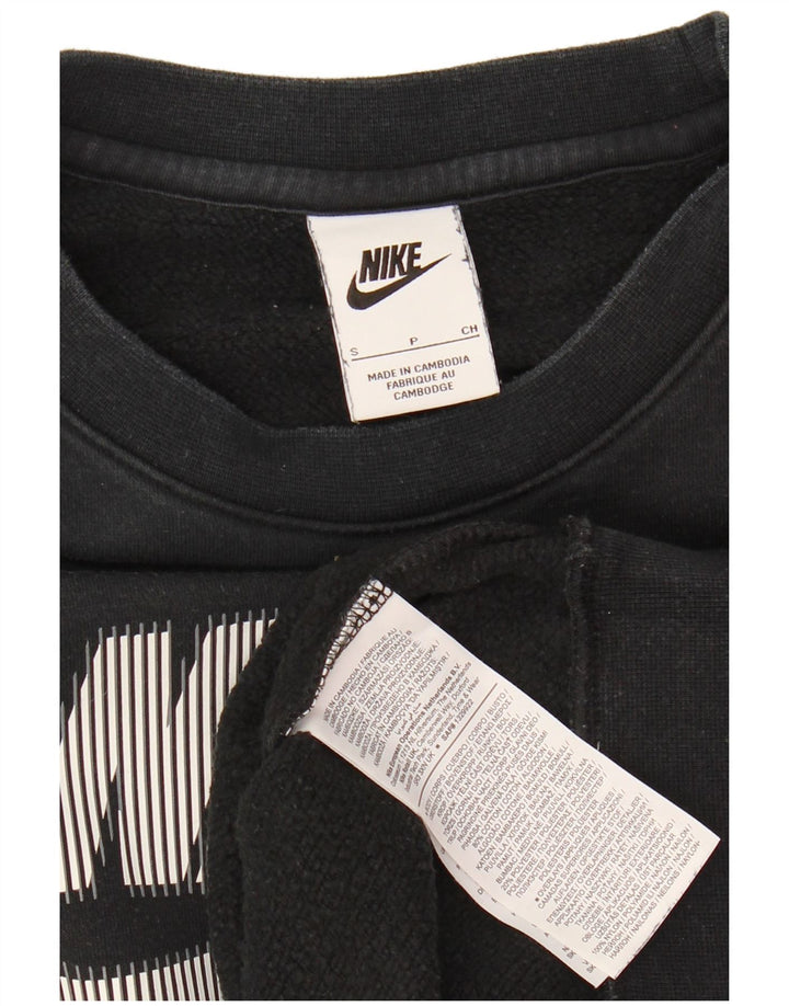 Nike masculino gráfico moletom jumper pequeno algodão preto