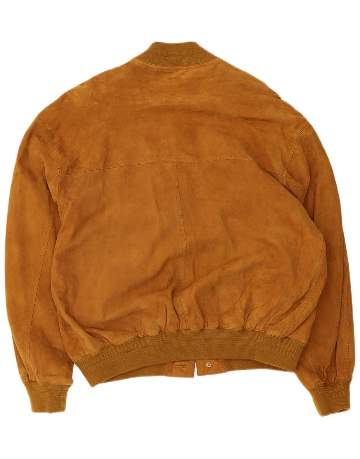 Jaqueta bomber masculina vintage de camurça Reino Unido 40 grande couro marrom