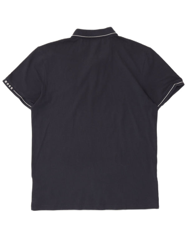 Camisa polo masculina Hugo Boss Slim Fit 2XL algodão azul marinho