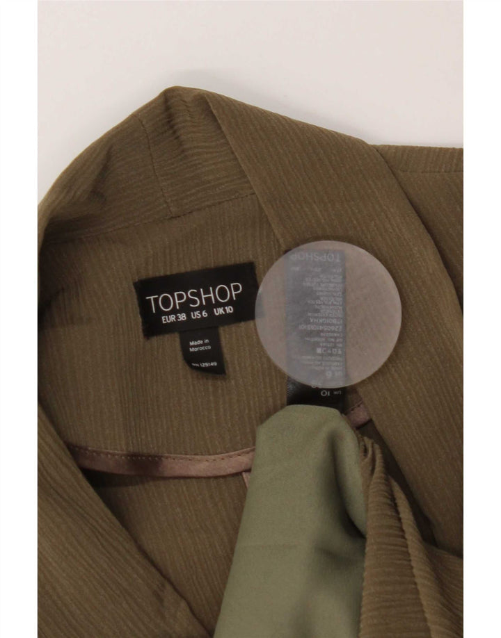 Jaqueta blazer feminina superdimensionada de 1 botão da Topshop Reino Unido 10 listras cáqui pequenas