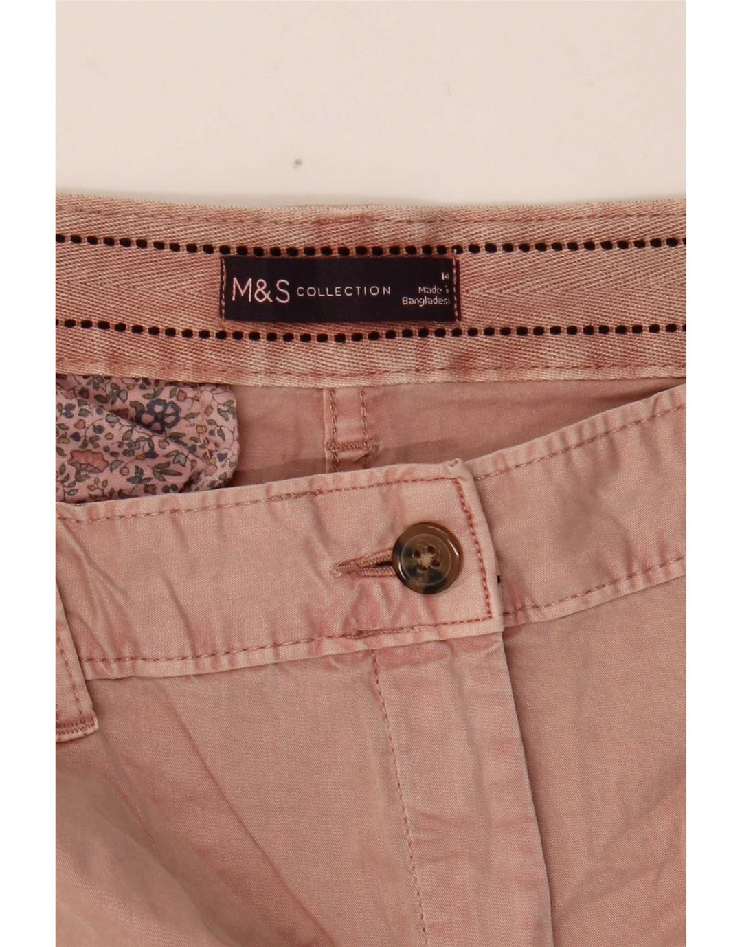 Shorts Chino Feminino Marks & Spencer Reino Unido 14 Grande W34 Rosa