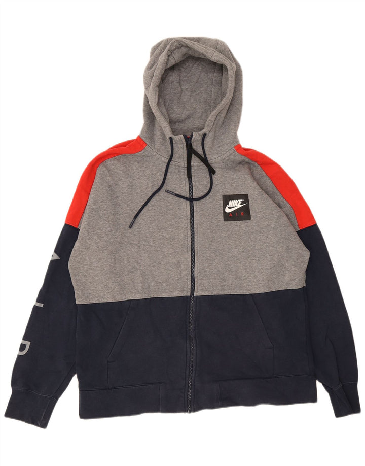 Suéter masculino NIKE com capuz e zíper gráfico grande bloco colorido multicolorido