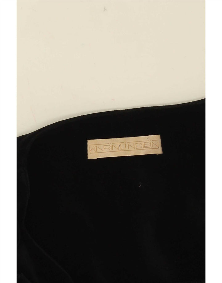 Jaqueta blazer feminina vintage manga 3/4 5 botões Reino Unido 14 médio preto
