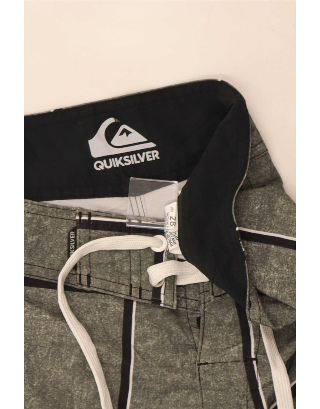 Quiksilver Shorts de natação masculino pequeno cinza xadrez poliacrílico