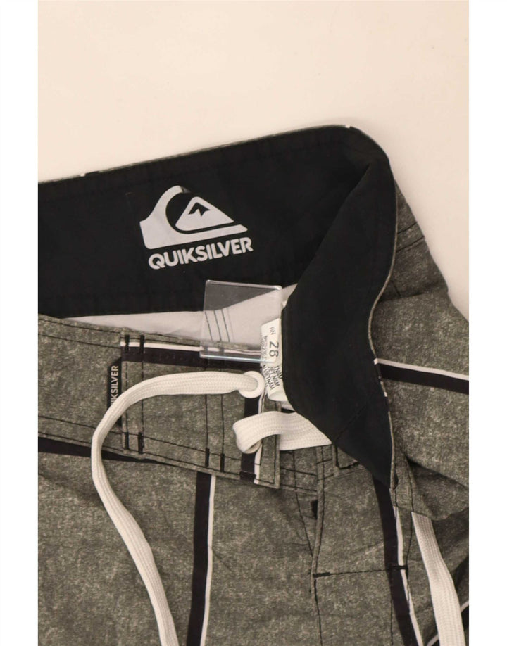 Quiksilver Shorts de natação masculino pequeno cinza xadrez poliacrílico