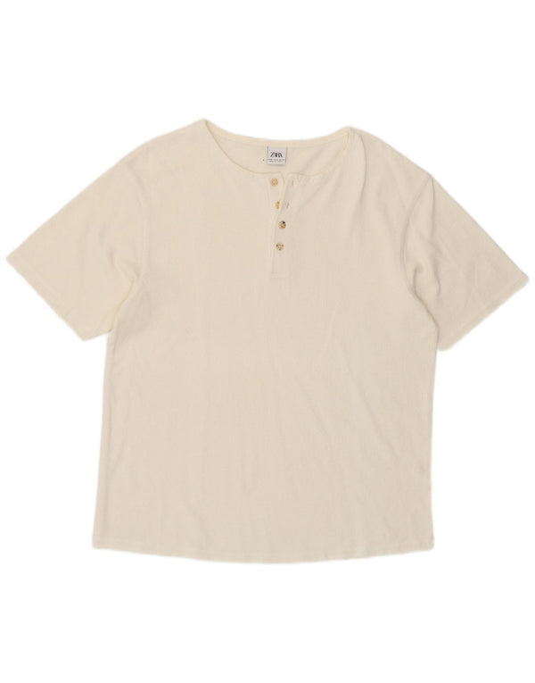Zara Camiseta masculina Top Médio Branco