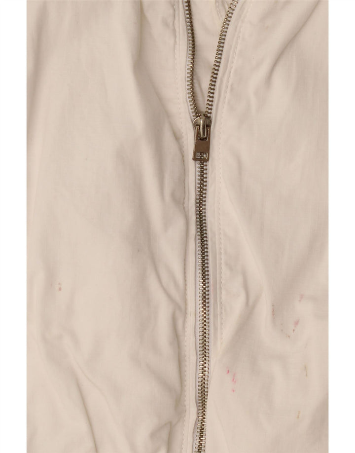 Zara Womens Crop Bomber Jacket UK 16 Grande Algodão Branco