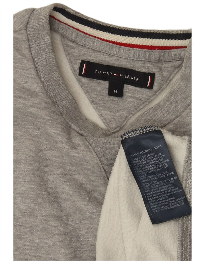 Tommy Hilfiger moletom gráfico masculino jumper médio cinza colorblock