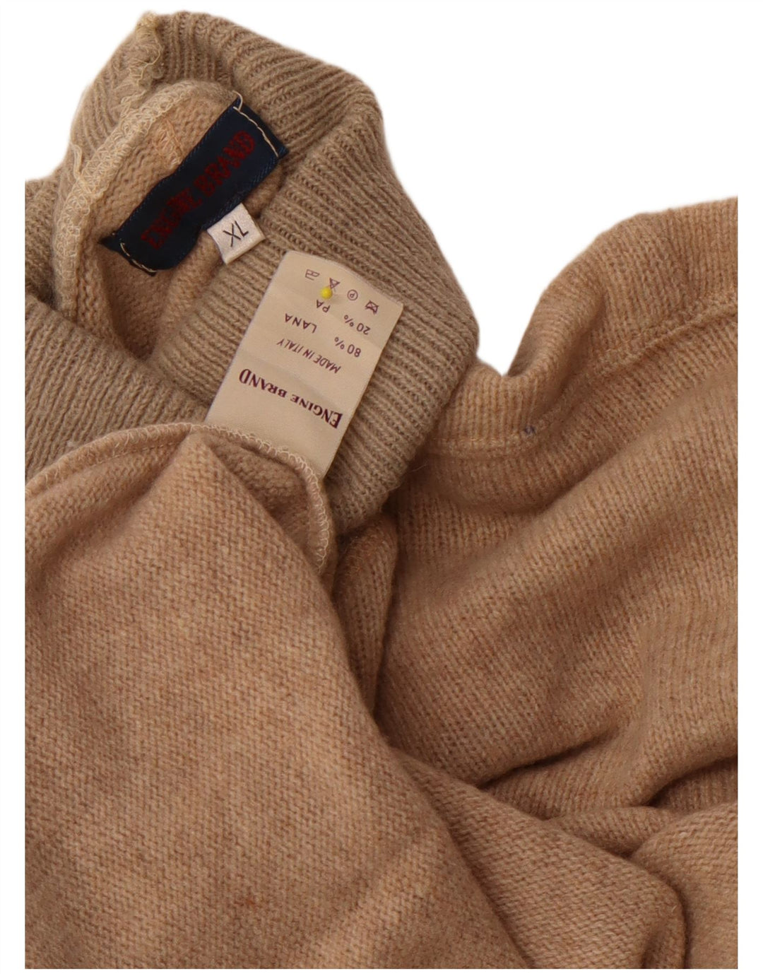 Suéter feminino VINTAGE com gola alta e gola redonda Reino Unido 18 XL lã bege