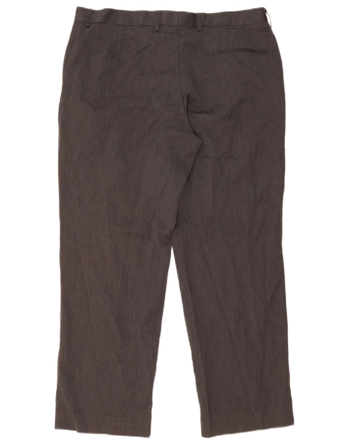 Calça masculina de terno reto Marks & Spencer sob medida W36 L29 cinza